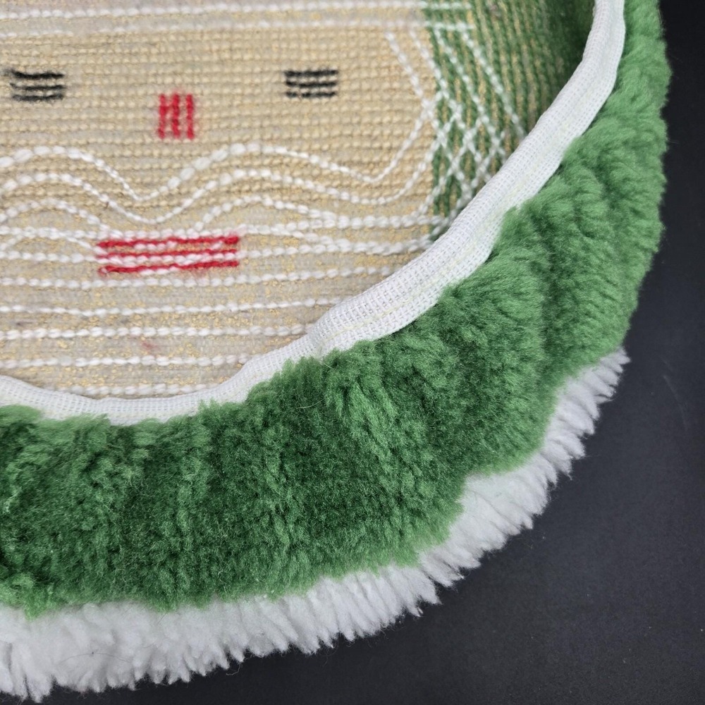 Vintage Handmade Latch Hook Santa Claus Toilet Lid Cover Christmas Decor Green - Picture 9 of 12